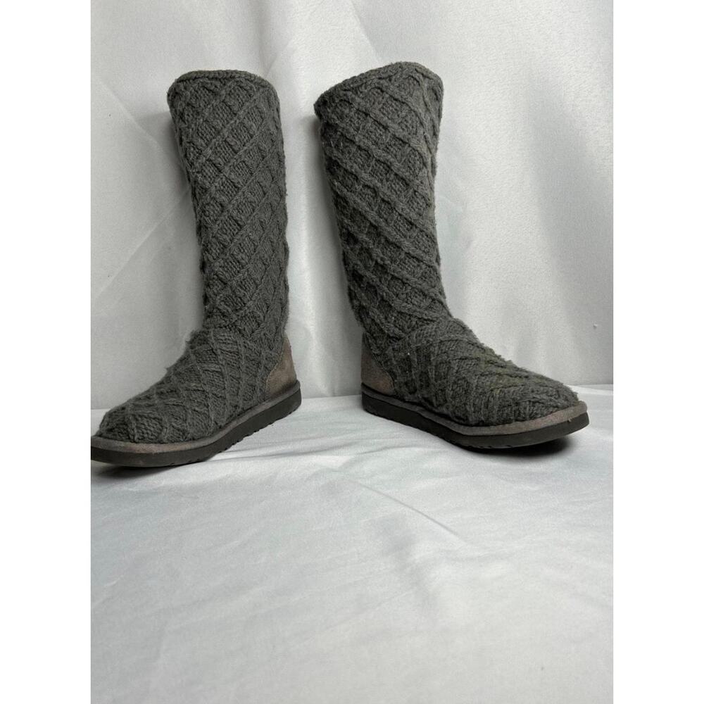 Ugg Cardy dark grey sweater classic tall 3
button womens boots SZ 4 - Picture 2 of 6